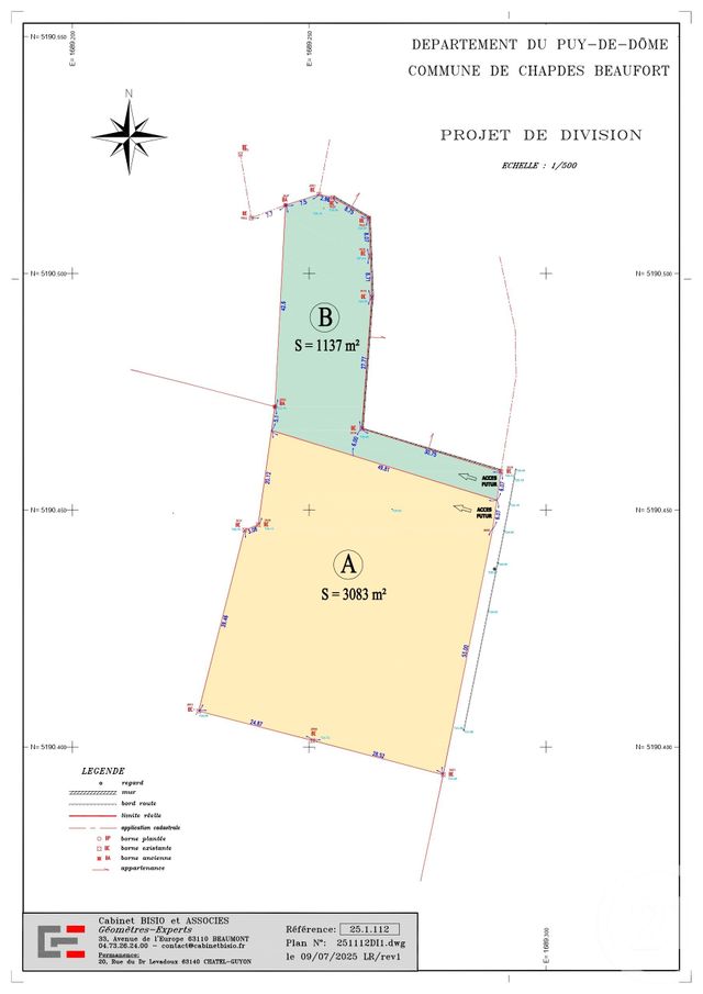 terrain à vendre - 1137.0 m2 - CHAPDES BEAUFORT - 63 - AUVERGNE - Century 21 Agence Girard